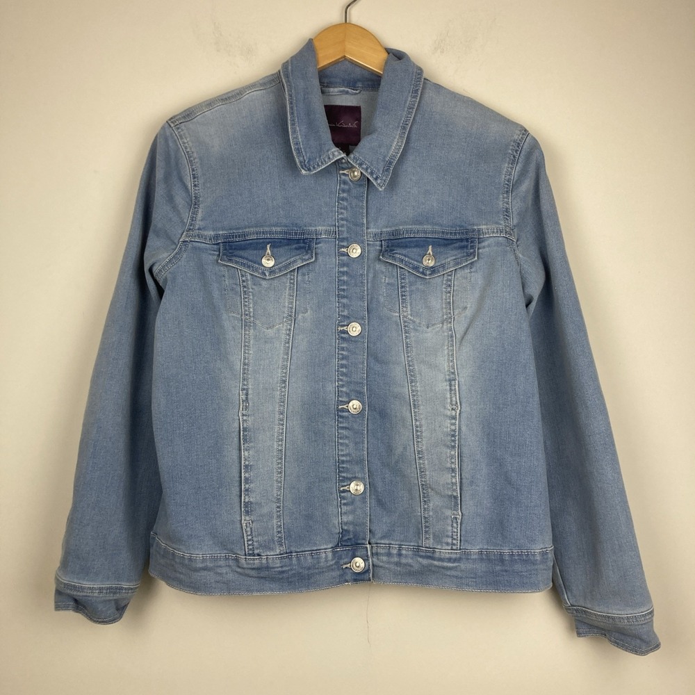 Gloria‎ Vanderbilt Jeans Denim Blue Jean Jacket Size Large Front Pockets
